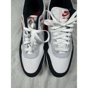 Nike Air Max 1 Red White Black 087179-001 Men's Mesh Suede Mens Size 10.5